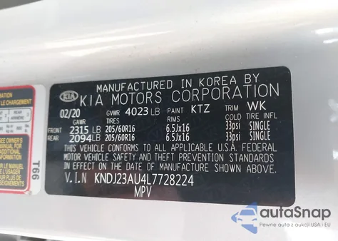 2020 Kia Soul Lx из США, поврежденный, VIN KNDJ23AU4L7728224